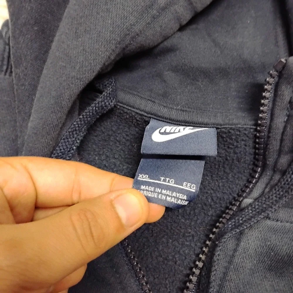Nike Hoodie Mens 2XL Blue Full Zip Jacket Sweatshirt Gym Run Y2K Skate Designer